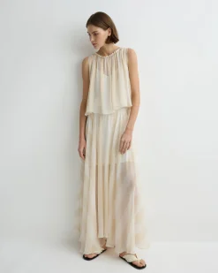 Capri Silk Circle Skirt - Ecru Stripe*BONDI BORN Hot