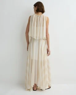 Capri Silk Gathered Top - Ecru Stripe*BONDI BORN New