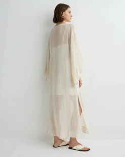 Capri Silk Kimono Sleeve Maxi - Ecru Stripe*BONDI BORN