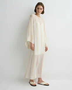 Capri Silk Kimono Sleeve Maxi - Ecru Stripe*BONDI BORN