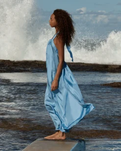 Marfa Silk Halter Maxi Dress -*BONDI BORN Hot