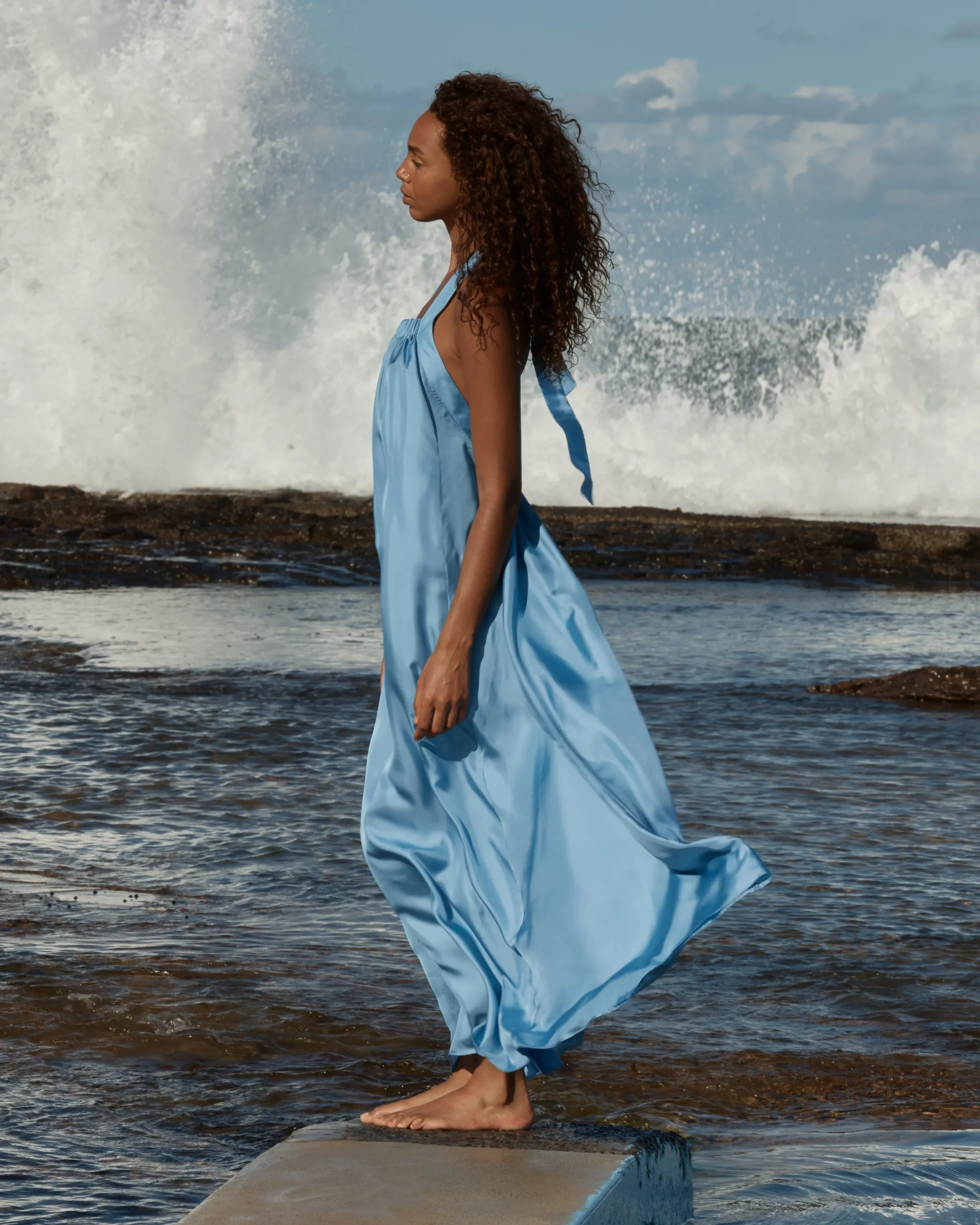 Marfa Silk Halter Maxi Dress -*BONDI BORN Hot