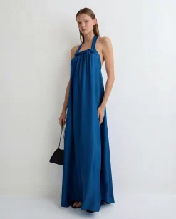 Marfa Silk Halter Maxi Dress -*BONDI BORN New