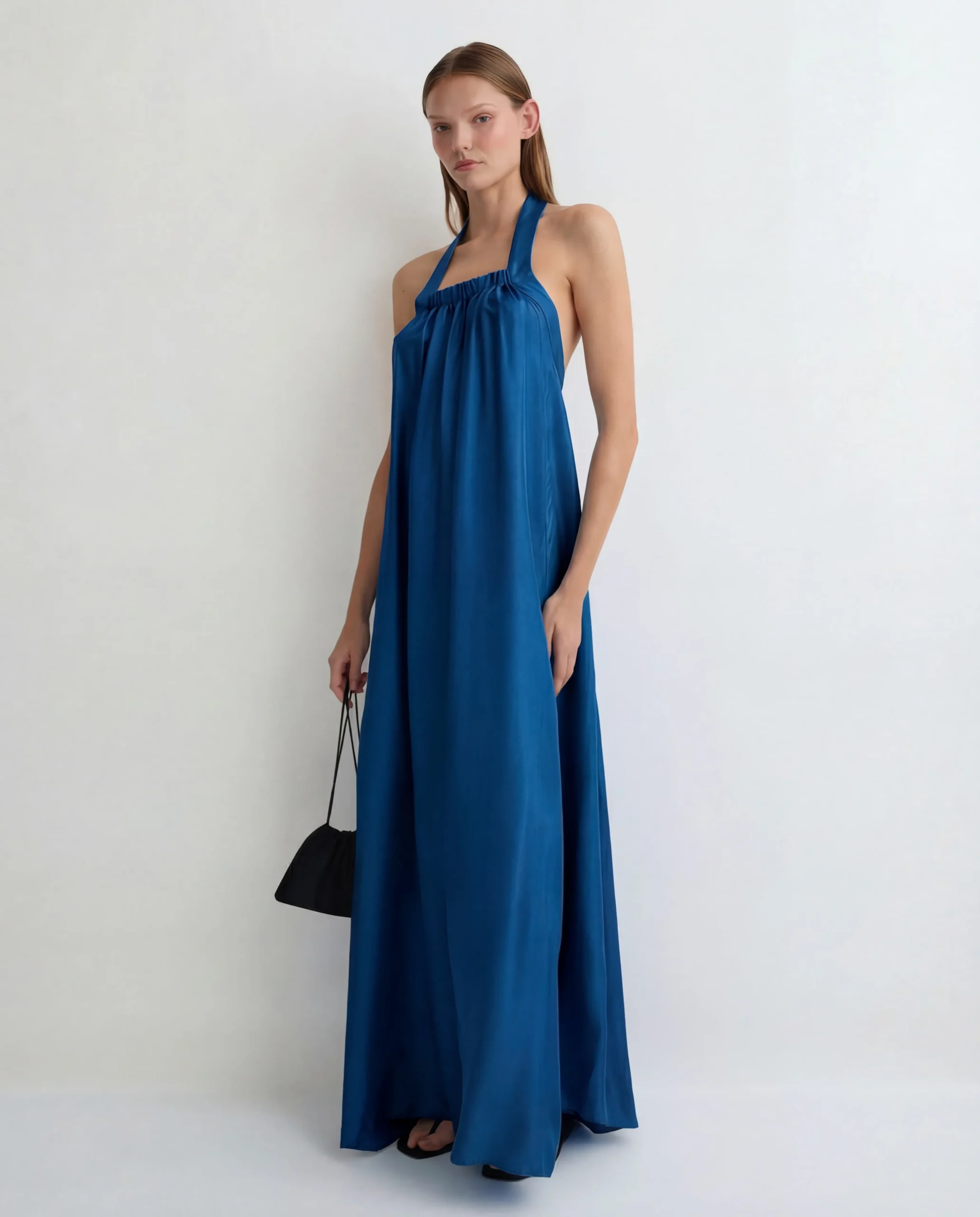 Marfa Silk Halter Maxi Dress -*BONDI BORN New