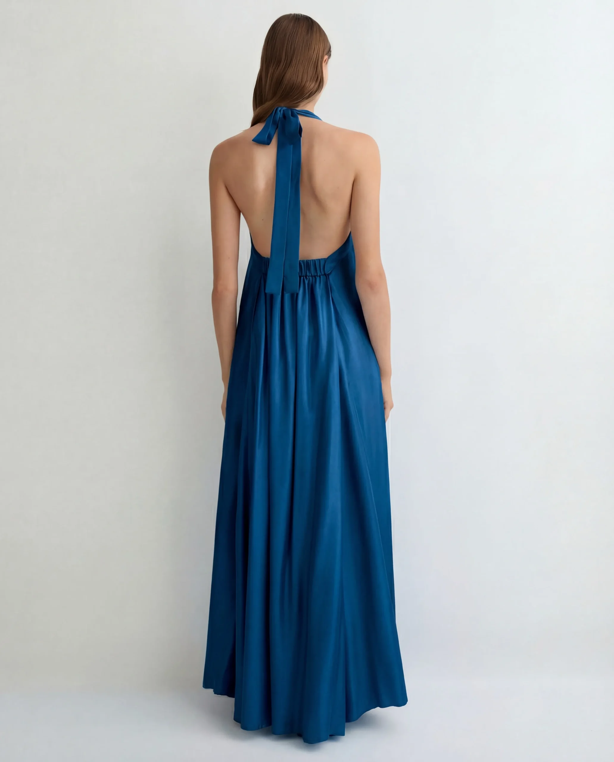 Marfa Silk Halter Maxi Dress -*BONDI BORN New