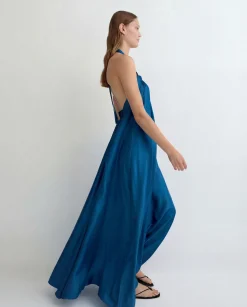 Marfa Silk Halter Maxi Dress -*BONDI BORN New