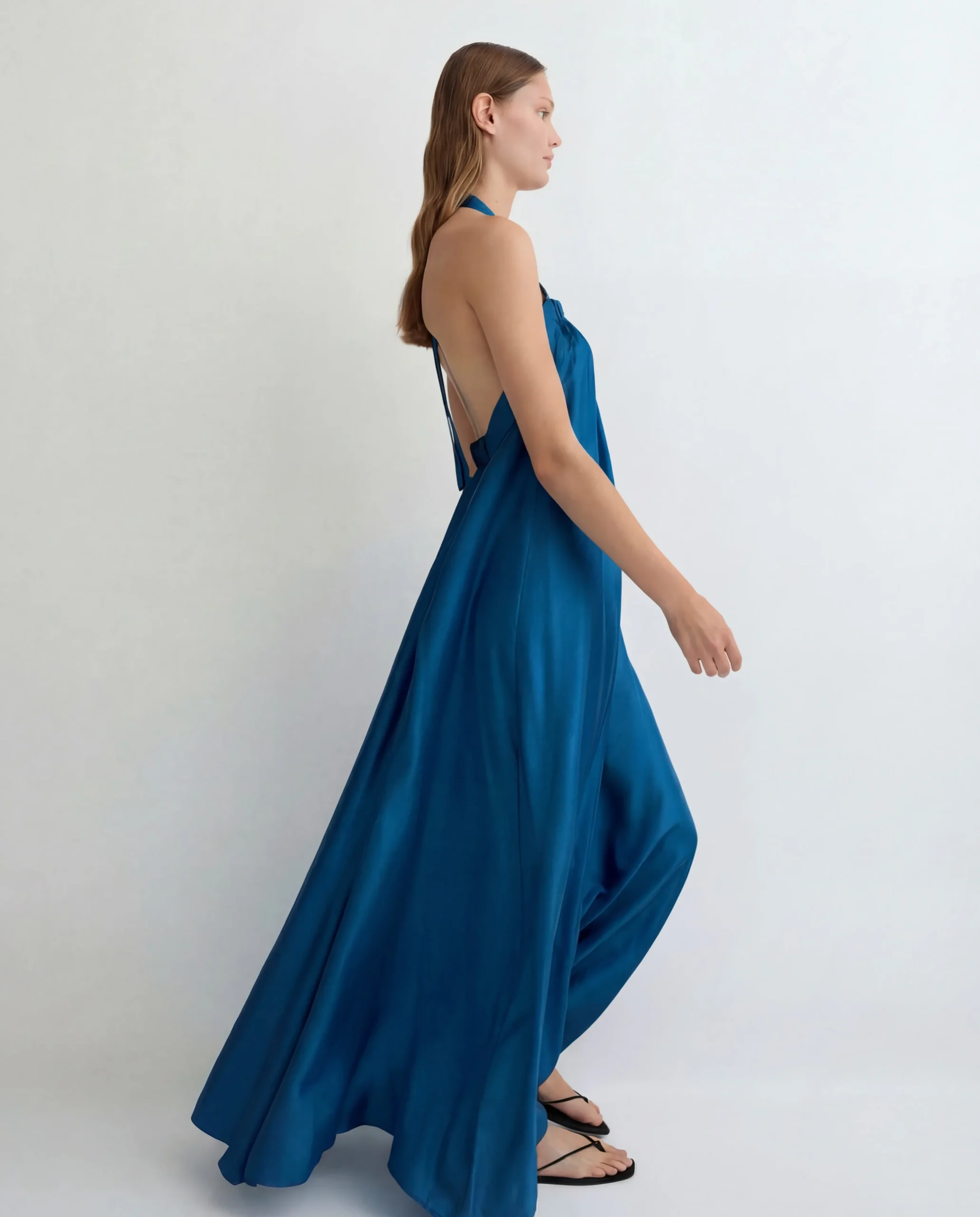 Marfa Silk Halter Maxi Dress -*BONDI BORN New